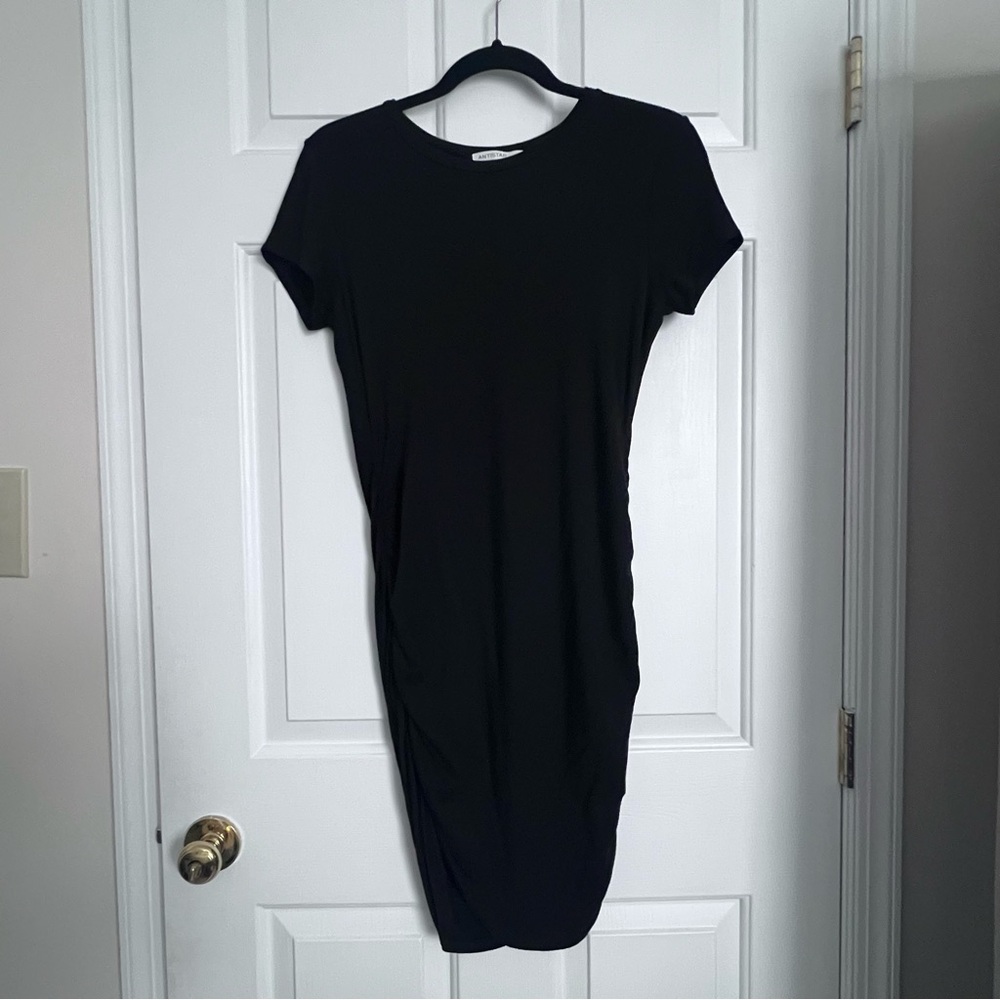 Black Rouched Bodycon Midi Dress